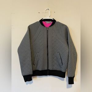 Athleta Infusion Grey Quilted Bomber Jacket